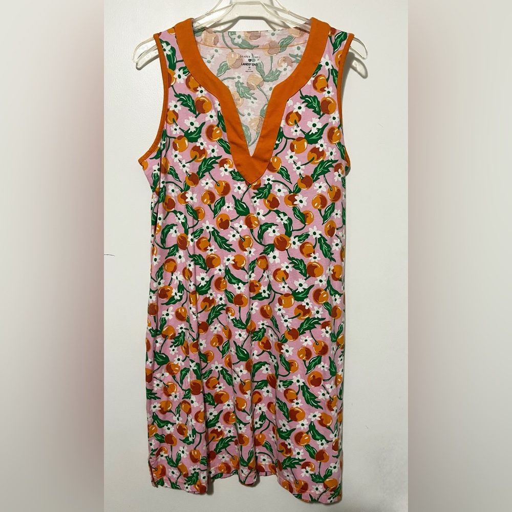 Draper James X Lands End Medium Shift Dress Swim Coverup Pink Orange Blossoms